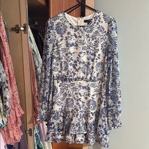 Floral Blue and White Kids Dress